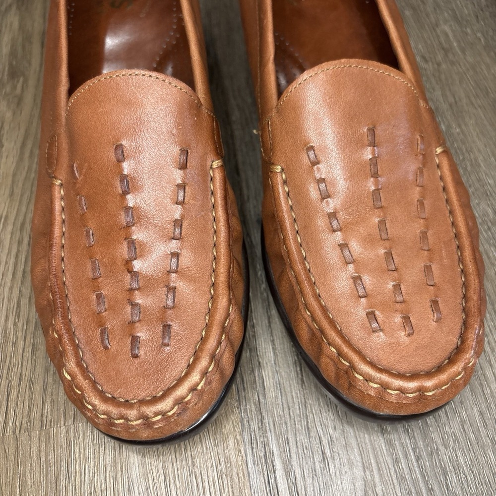 SAS Leather Slip On Shoes 9 M Weave Loafer Chestnut Brown Tripad Comfort - Picture 8 of 12